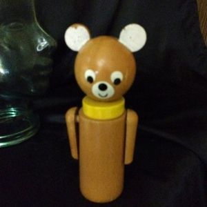 Antique wood toy Bear Bank .